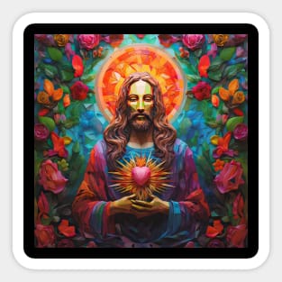 Sacred Heart with Flowers Sticker